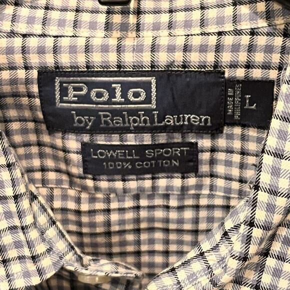 Polo Ralph Lauren Shirt Men’s LG Blue Checked Lowell Sport Button 90’s🔥 - Picture 3 of 11